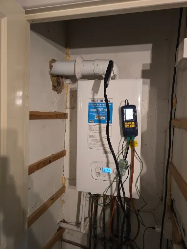 Boiler testing equipment at a job shared by NASA Plumbing